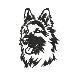 Stickdatei - Deutscher langhaar Schäferhund Silhouette